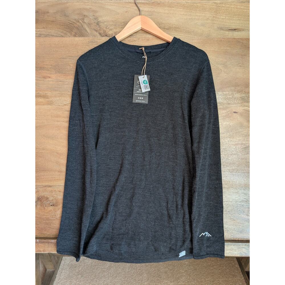 Merino Tech Base Layer Shirt Mens S Gray Superfine Merino Wool Midweight 250 NWT